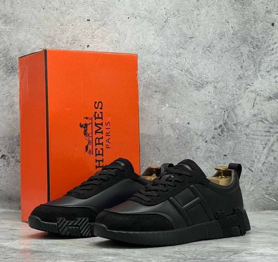 кроссовки мужские hermes,кроссовки hermes,кроссовки мужские,,черные кожаные мужские кроссовки