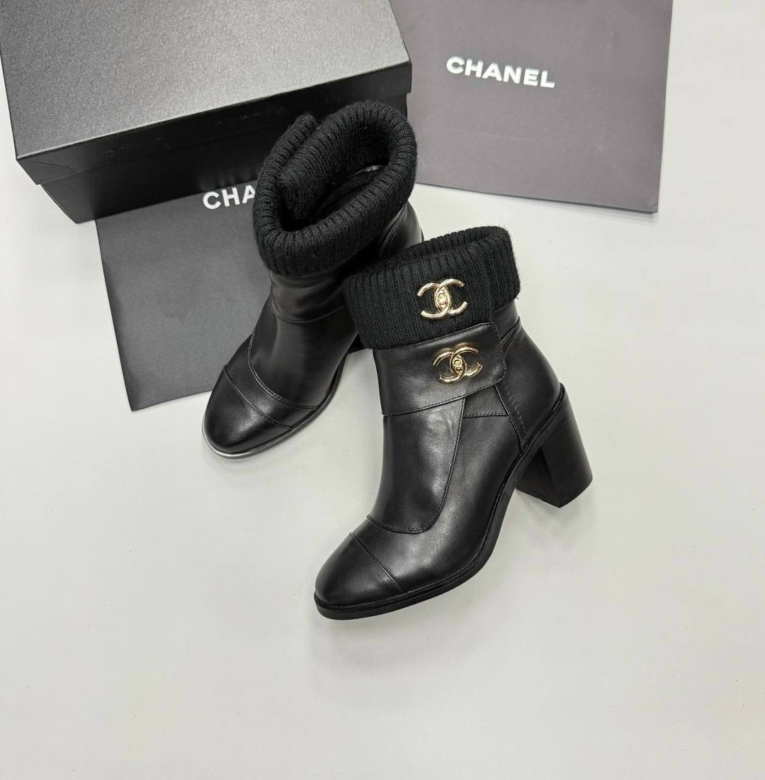 ботильоны chanel,ботильоны женские chanel,ботинки chanel,женские кожаные черные ботильоны chanel lm-21249,брендовые женские ботильоны chanel