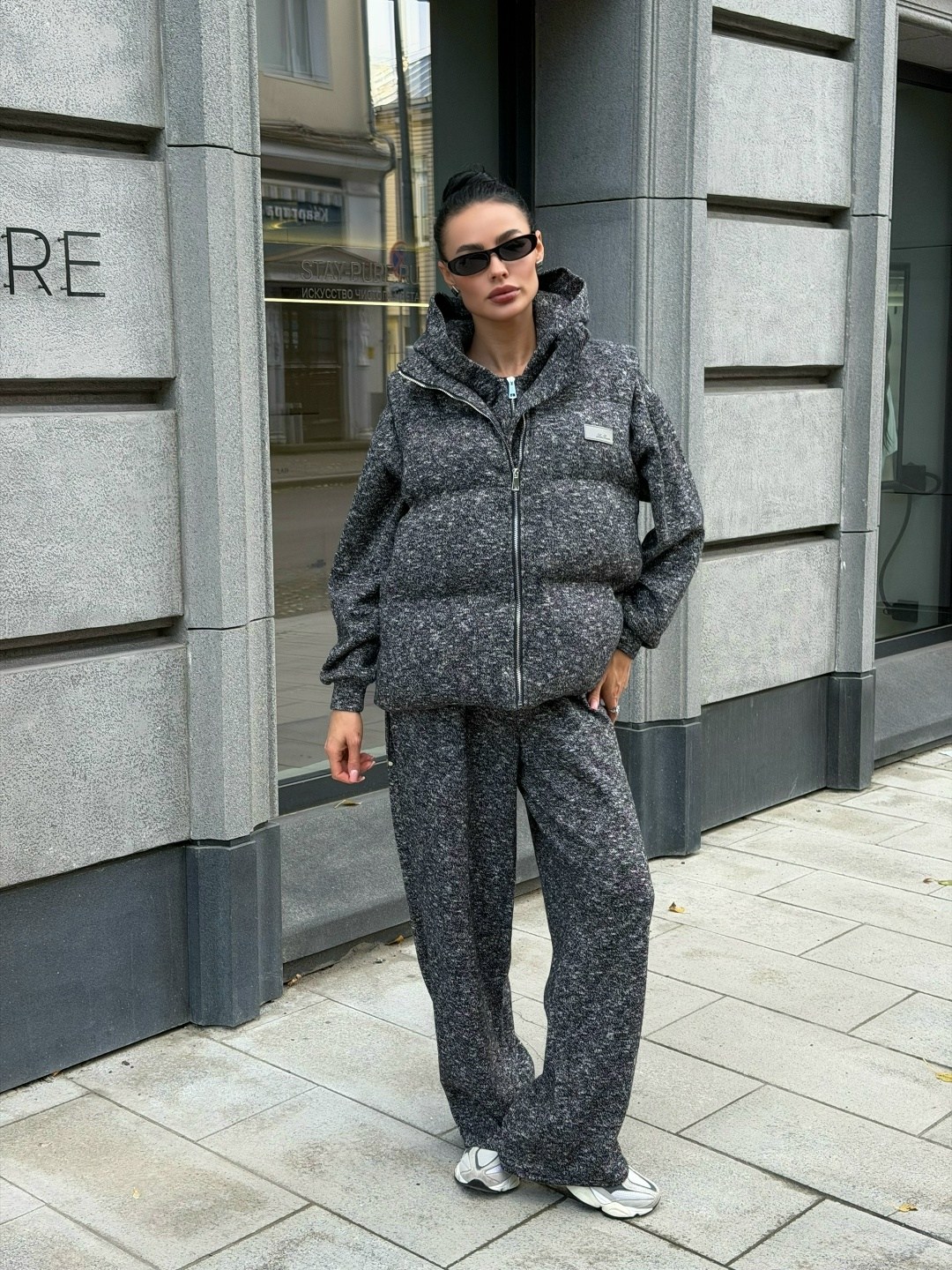 стильные костюмы,костюм тройка женский,костюм тройка с курткой,miu miu женский серый костюм тройка premium,костюм тройка