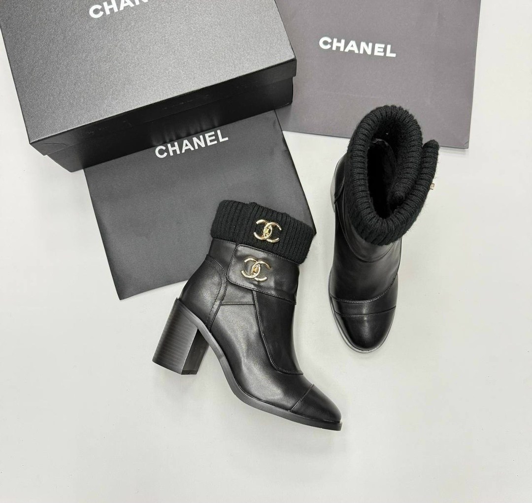 ботильоны chanel,ботильоны женские chanel,ботинки chanel,женские кожаные черные ботильоны chanel lm-21249,брендовые женские ботильоны chanel