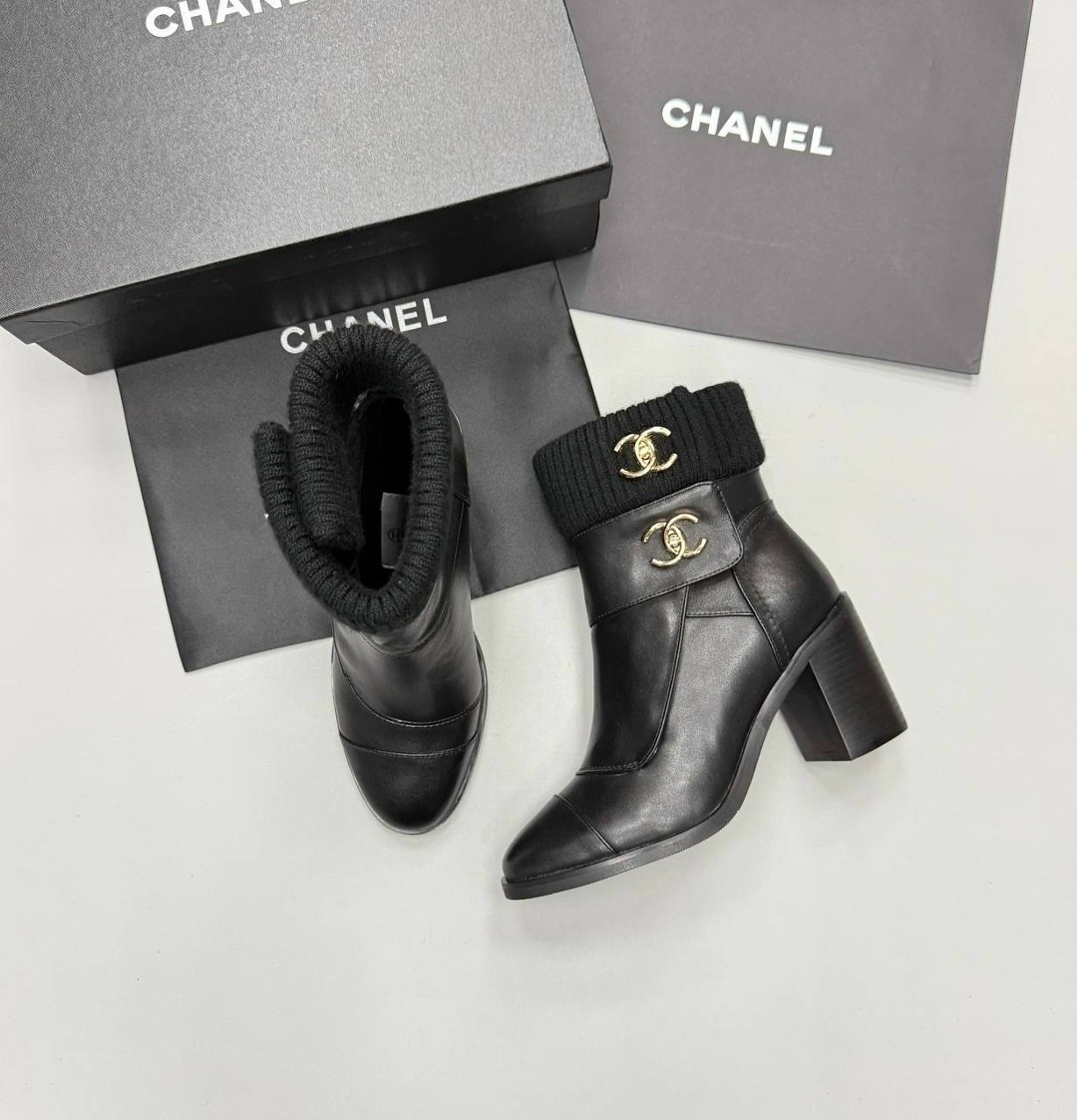 ботильоны chanel,ботильоны женские chanel,ботинки chanel,женские кожаные черные ботильоны chanel lm-21249,брендовые женские ботильоны chanel