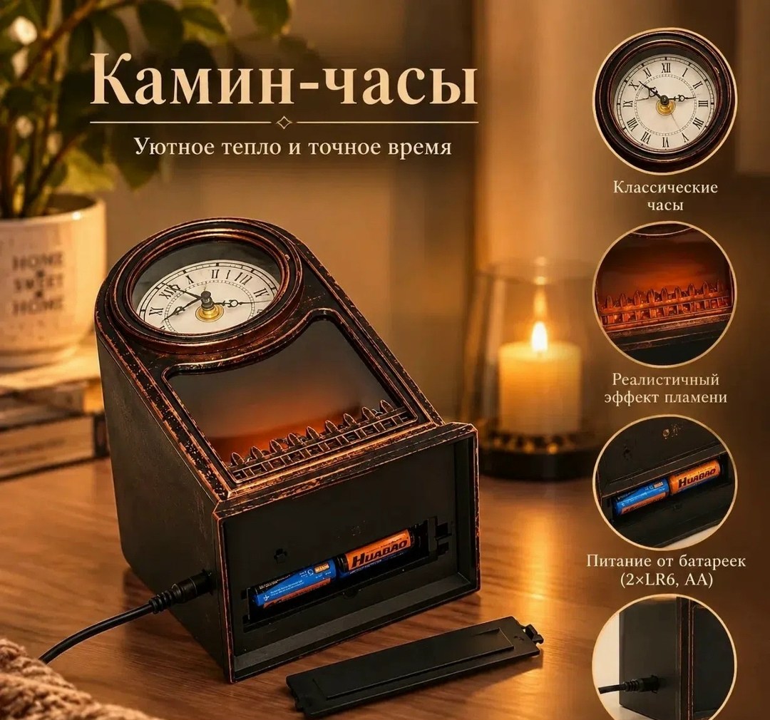настольная часы,часы настольные в камине,настольные часы с эффектом искусственного камина,настольные часы камин интерьерные homejoy,часы настольные в виде камина