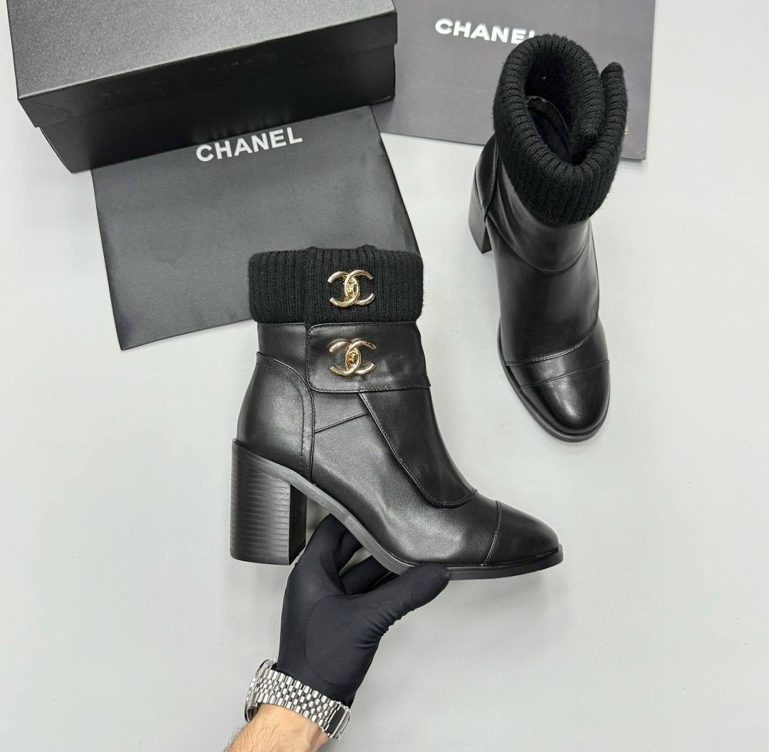 ботильоны chanel,ботильоны женские chanel,ботинки chanel,женские кожаные черные ботильоны chanel lm-21249,брендовые женские ботильоны chanel