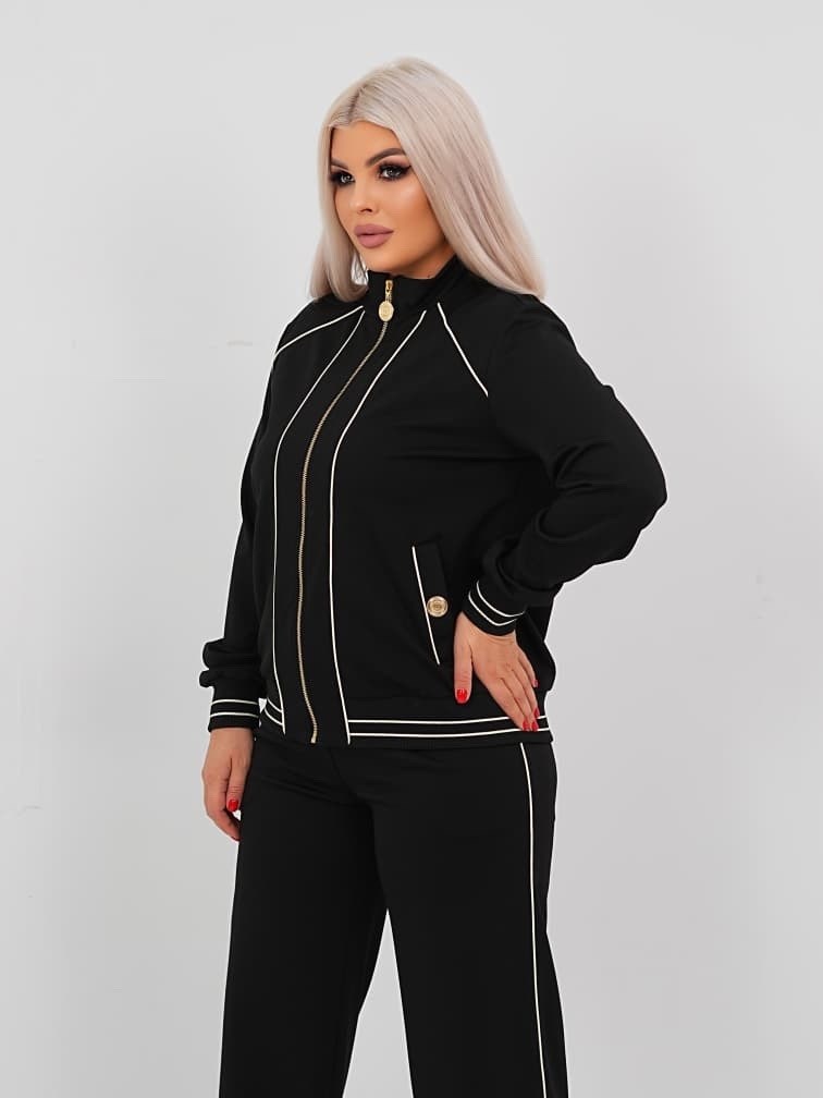 спортивный костюм больших размеров с брюками паллацо janna collection,спортивный костюм больших размеров с брюками паллацо janna collection цвет черный,спортивные костюмы женские больших размеров,кост