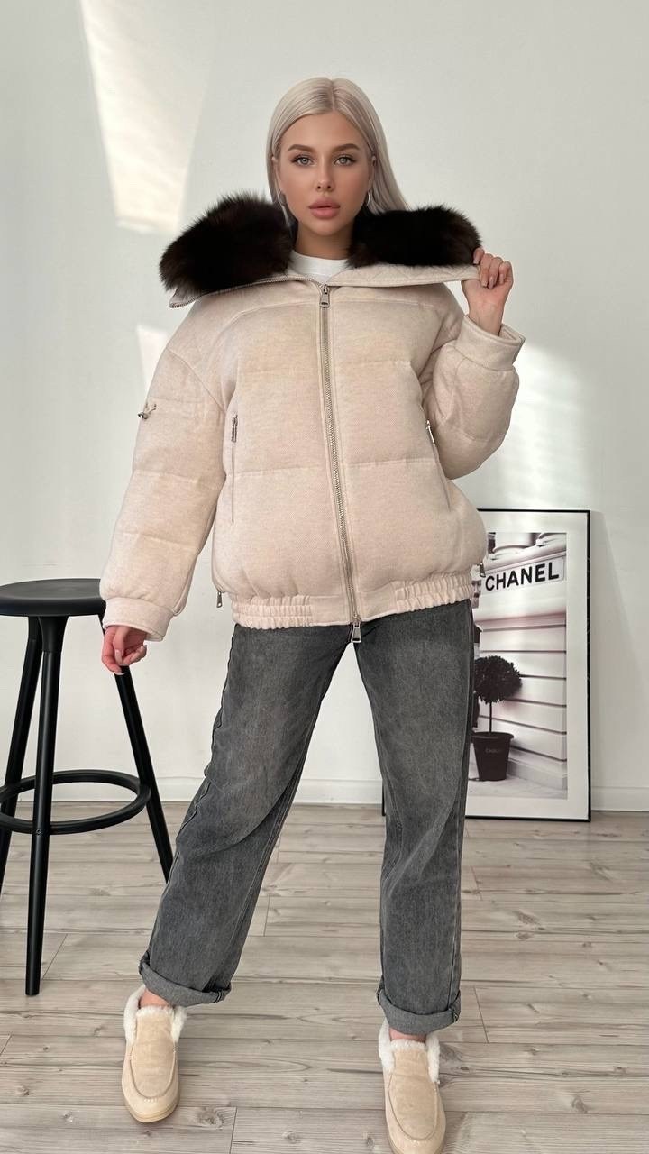 пуховик зимний короткий куртка оверсайз f naz furs,куртка соболь,зимние куртки женские,пуховики с мехом,бежевый пуховик