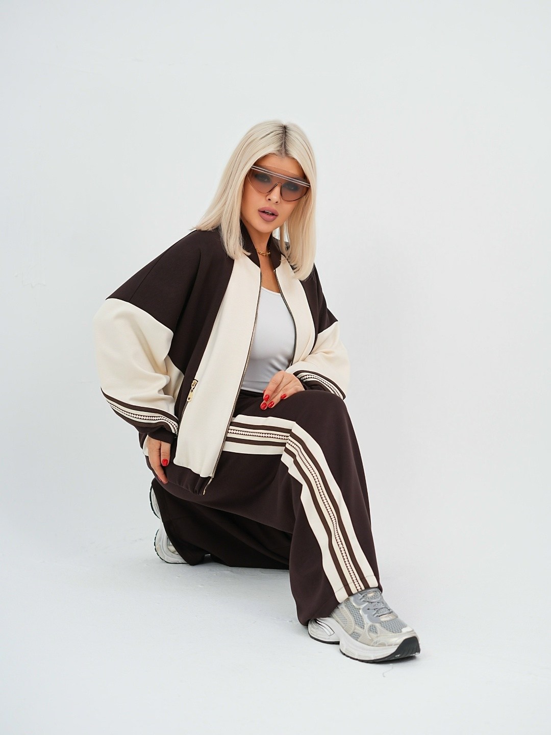 спортивный костюм больших размеров с брюками паллацо janna collection,спортивные костюмы женские,костюм спортивный,спортивный костюм больших размеров с брюками паллацо janna collection цвет черный,спо
