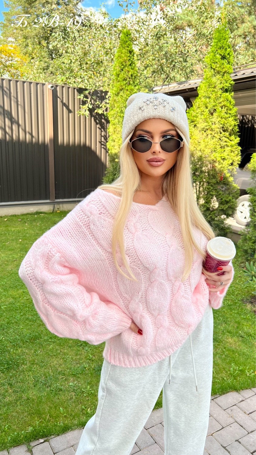 свитер вязаный оверсайз укороченный dh fashion голубой,свитер вязаный оверсайз укороченный dh fashion,свитер вязаный оверсайз укороченный stylecurrent голубой,свитера женские,кофта женская свитер