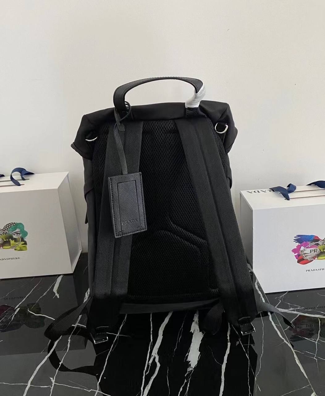 рюкзак,рюкзак с логотипом re-nylon prada черный,рюкзак prada,рюкзак премиум,рюкзак большой
