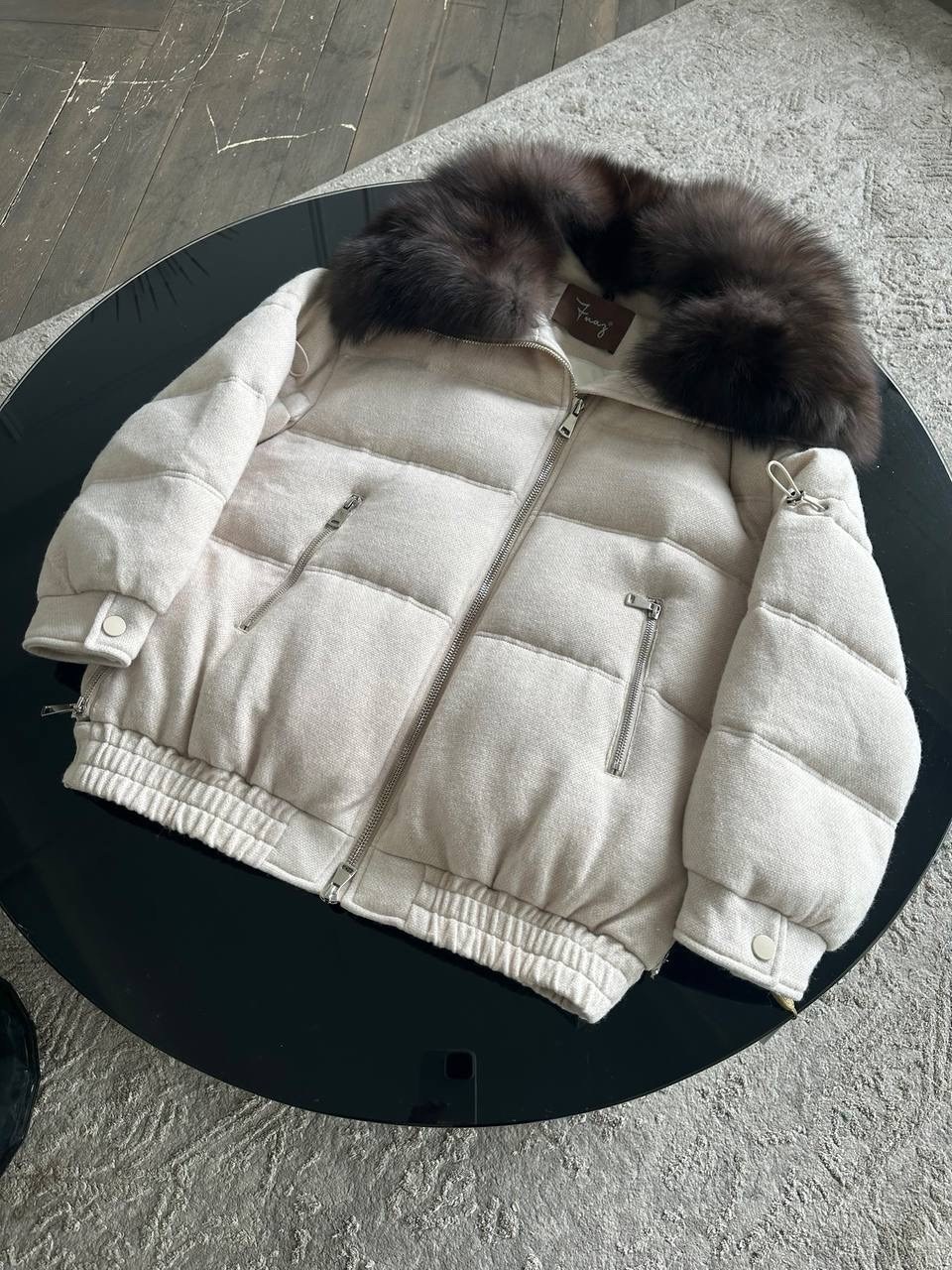 пуховик зимний короткий куртка оверсайз f naz furs,куртка соболь,зимние куртки женские,пуховики с мехом,бежевый пуховик