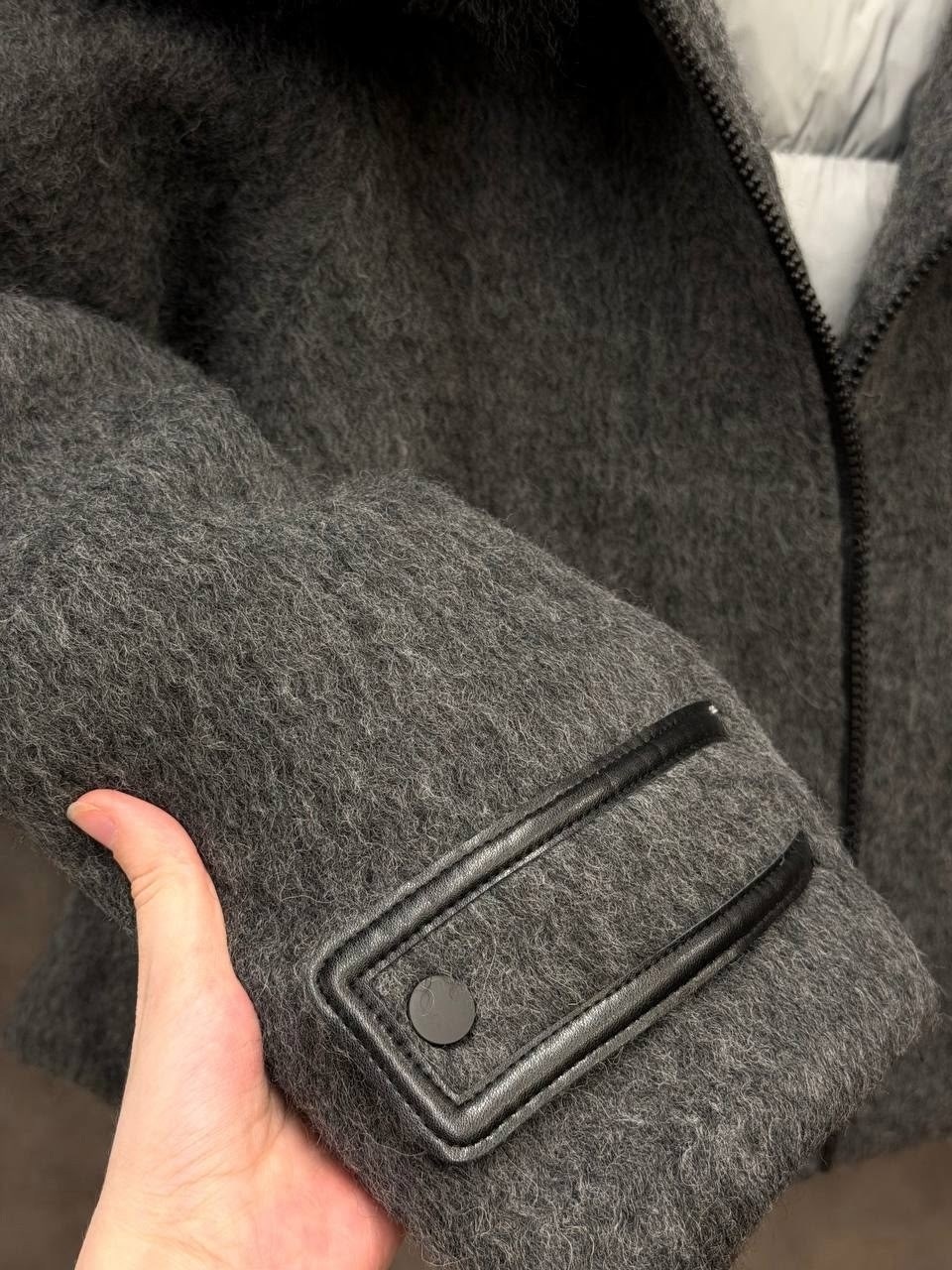 куртка из искусственного меха,стильная куртка,графитовая куртка из шерсти со съемным мехом,меховое пальто,теплое пальто