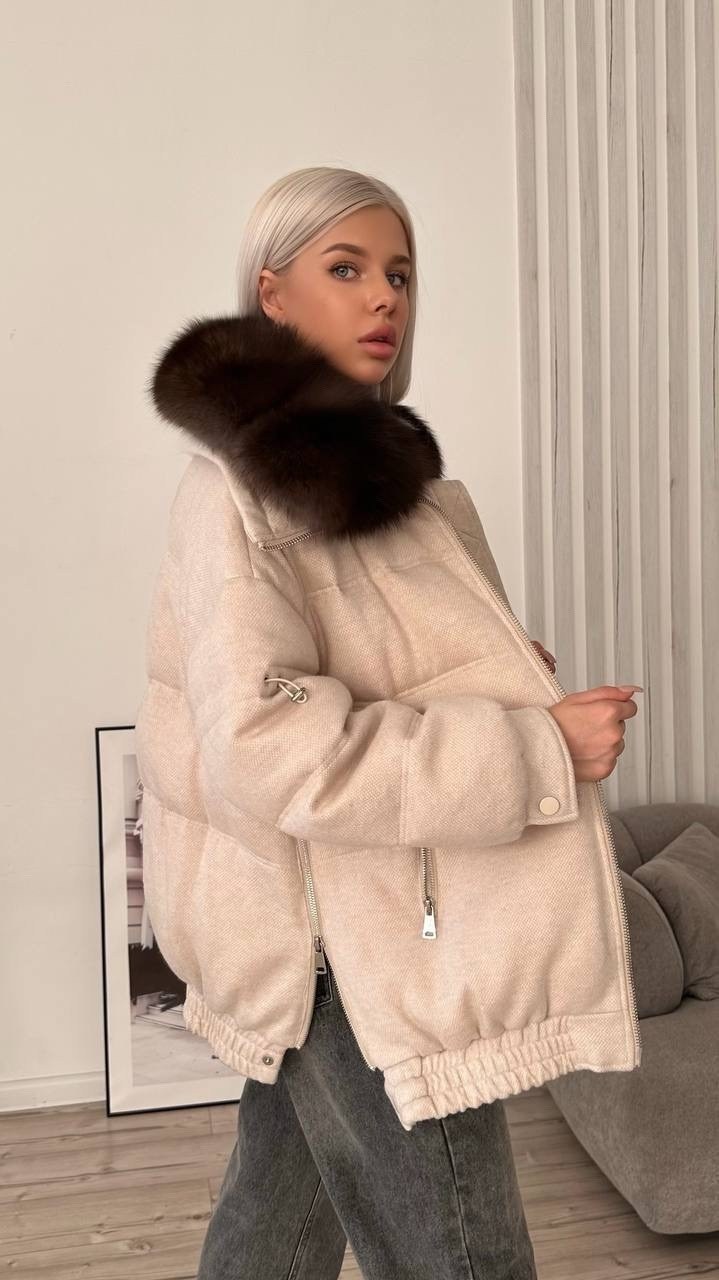 пуховик зимний короткий куртка оверсайз f naz furs,куртка соболь,зимние куртки женские,пуховики с мехом,бежевый пуховик