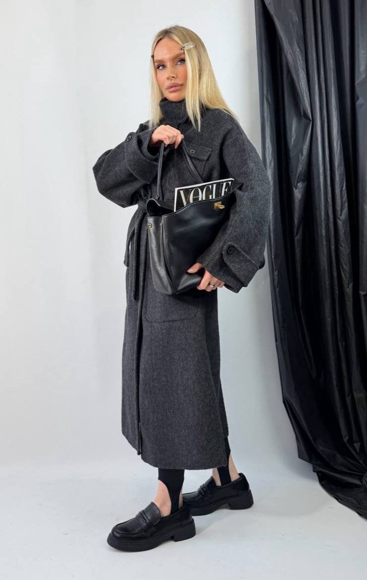 пальто оверсайз,серое oversize пальто под пояс,пальто демисезонное шерстяное длинное оверсайз,стильное пальто,пальто женское
