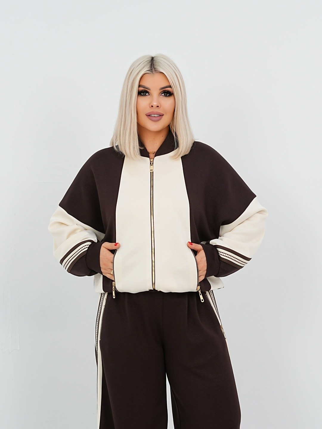 спортивный костюм больших размеров с брюками паллацо janna collection,спортивные костюмы женские,костюм спортивный,спортивный костюм больших размеров с брюками паллацо janna collection цвет черный,спо