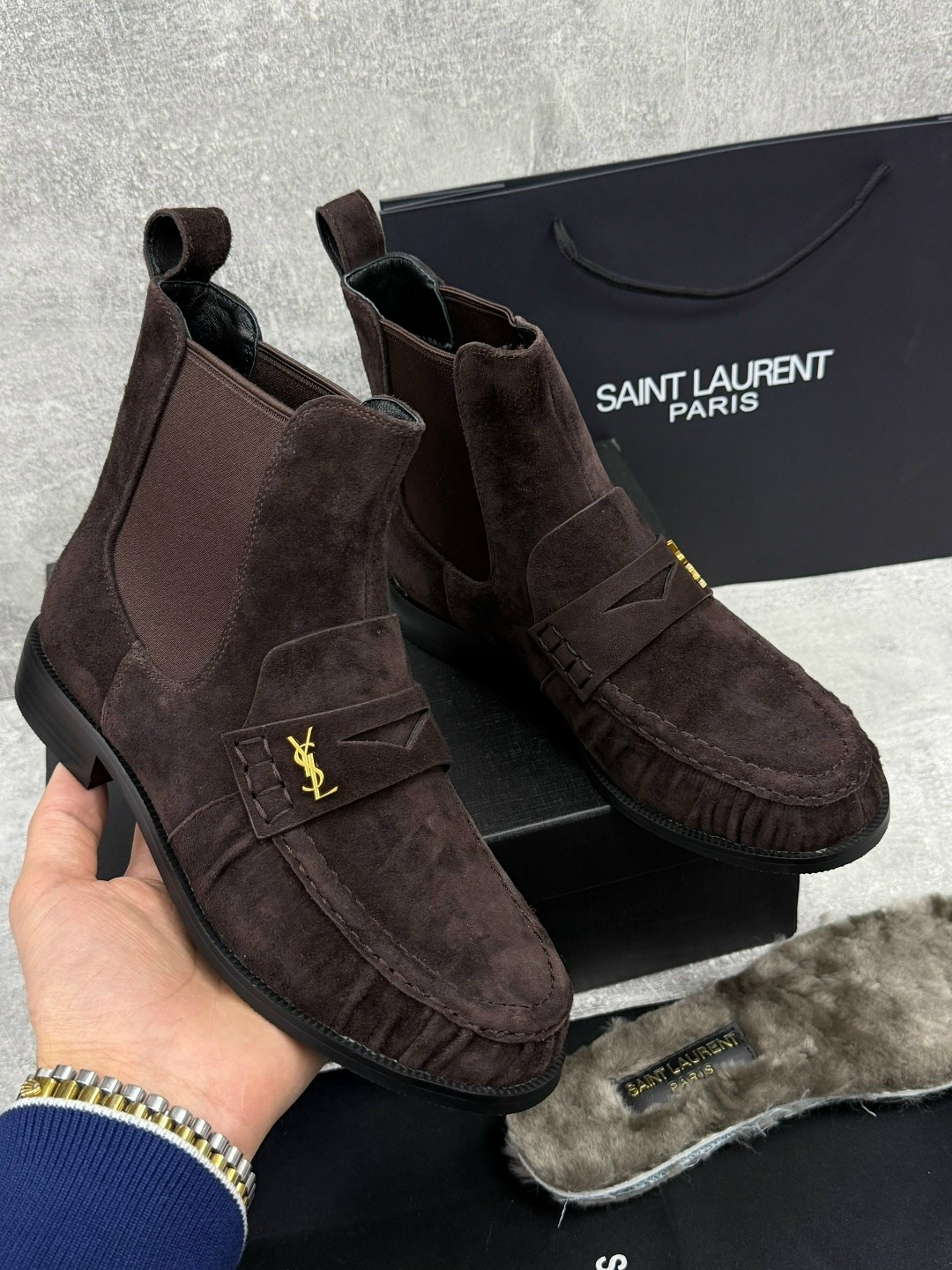 ,лоферы замшевые,замшевые ботинки, женская,ботинки saint laurent