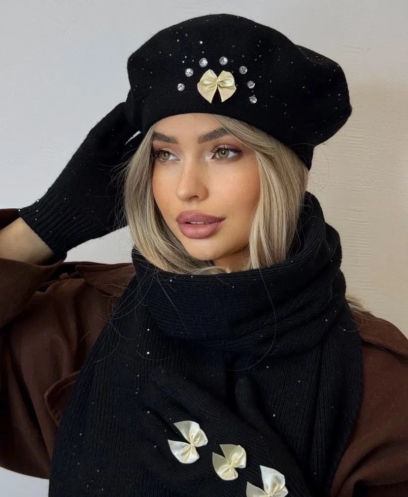 шапка с шарфом,комплект шапки,комплект берет,комплект шапка и шарф,берет демисезонный