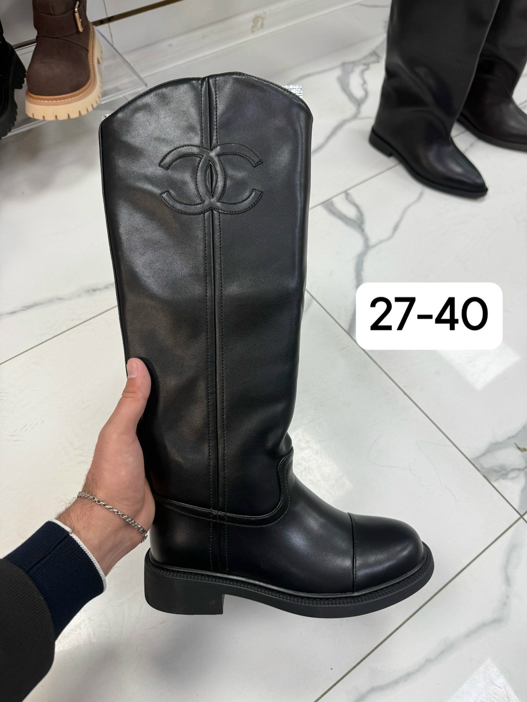 сапоги chanel,женские сапоги,сапоги шанель,женские осенние сапоги chanel 2026 черные кожаные высокие,
