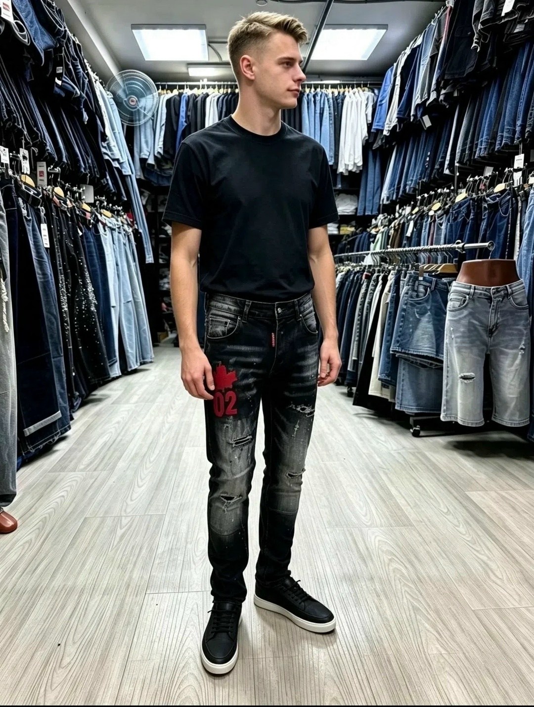 мужские рваные джинсы с нашивками high street tide,джинсы мужские,модные мужские джинсы,рваные джинсы мужские,джинсы узкие