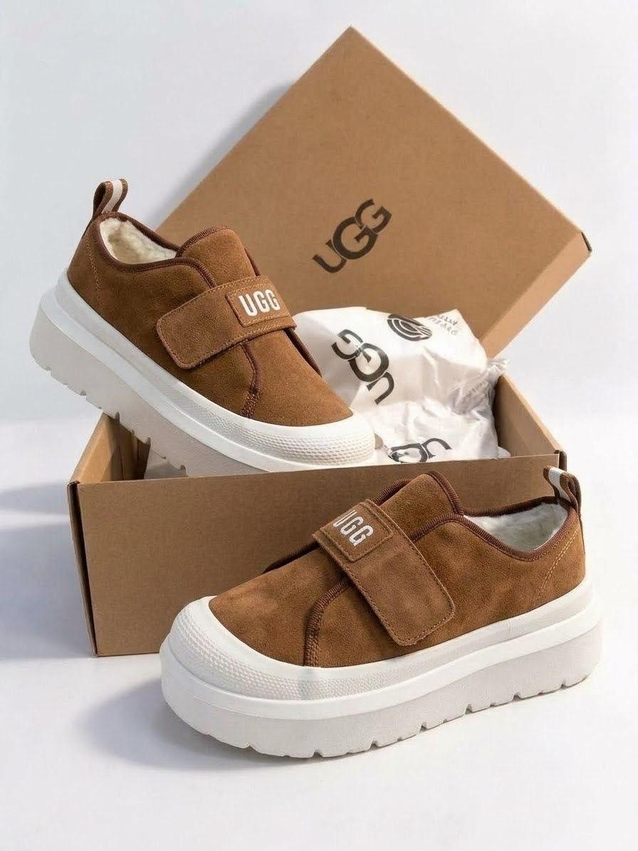 ,ugg кроссовки,зимние кеды ugg из натуральной замши на липучке,кеды ugg,слипоны с мехом