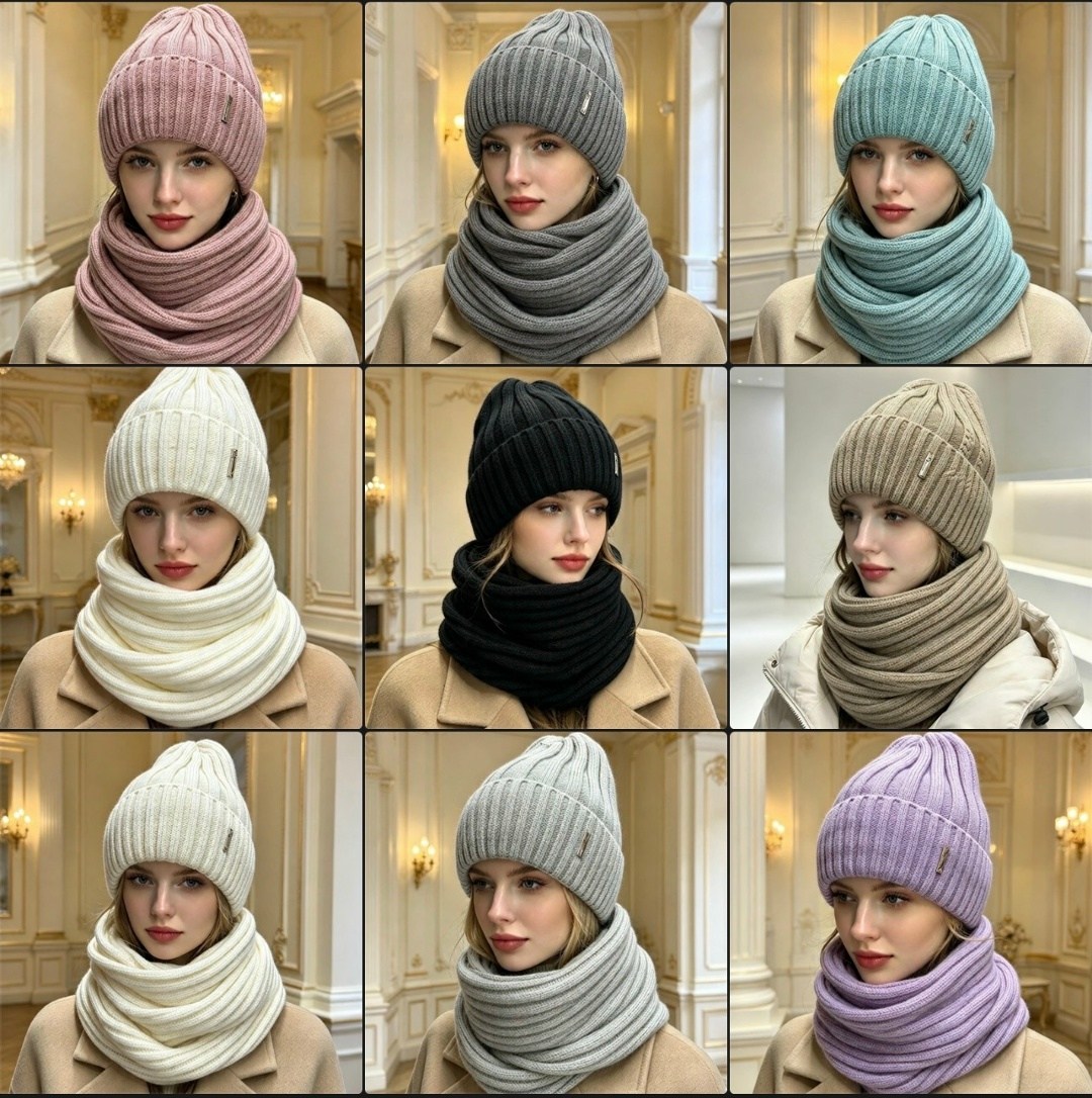комплект шапка (бини) на флисе и снуд вязаный теплый a&g collection,комплект шапка и снуд зимние,комплект шапка на флисе и снуд вязаный теплый a&g collection,комплект шапка со снудом зимняя вязаная,ко