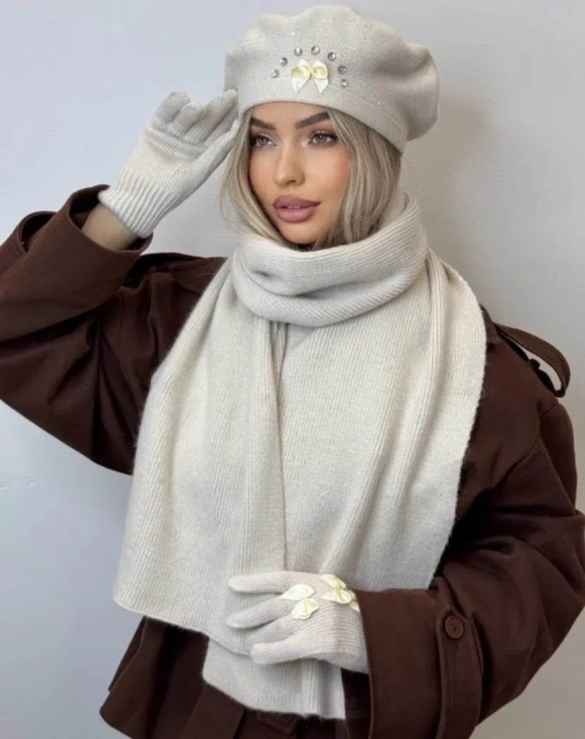 комплект шапки,комплект берет,вязаная шапка с шарфом,шапка бини,берет