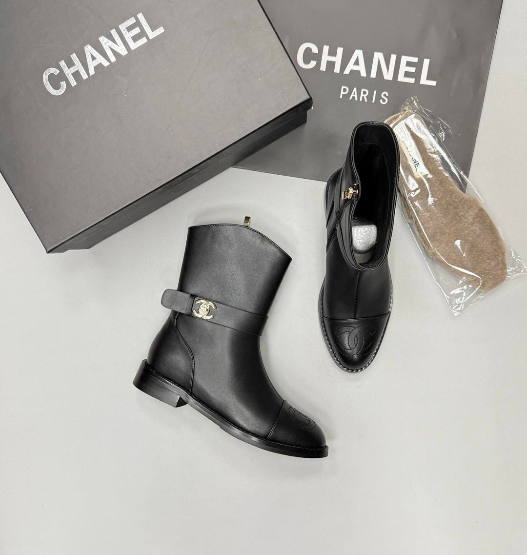 ботинки chanel,сапоги chanel,,женские осенние сапоги chanel 2026 черные кожаные,ботинки женские chanel