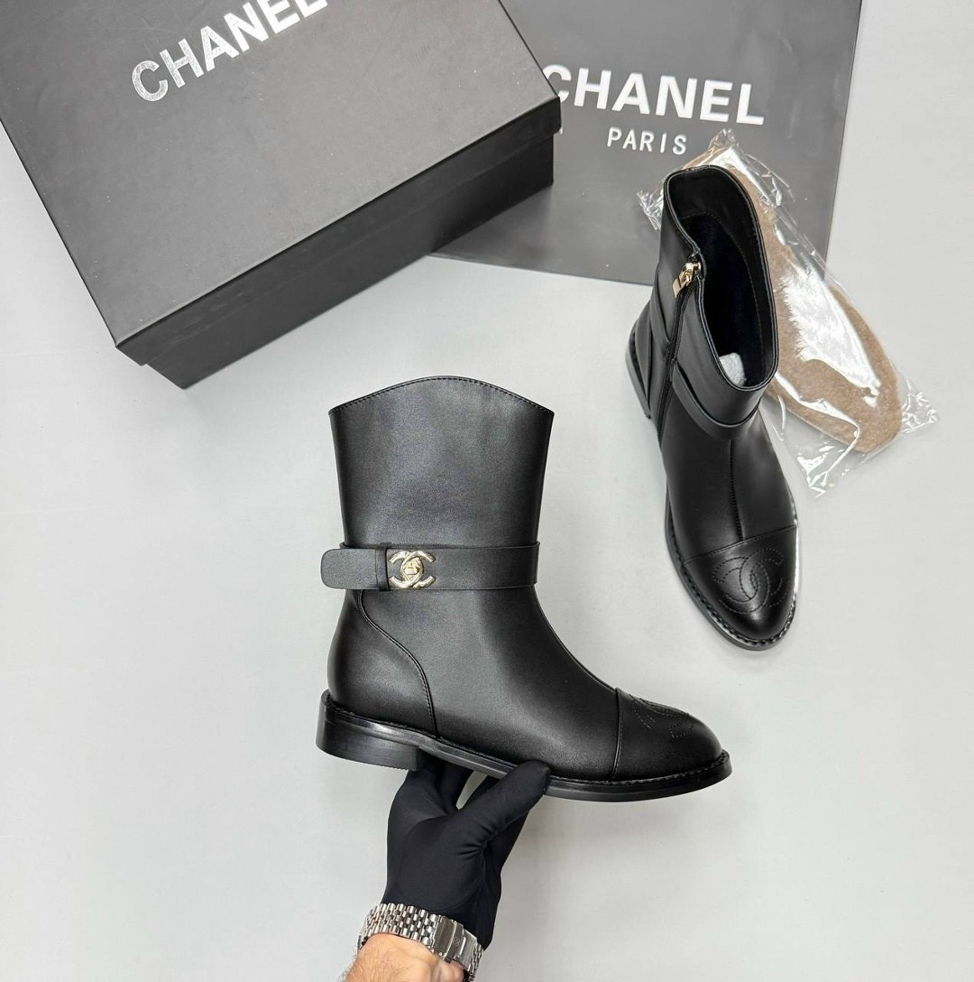 ботинки chanel,сапоги chanel,,женские осенние сапоги chanel 2026 черные кожаные,ботинки женские chanel