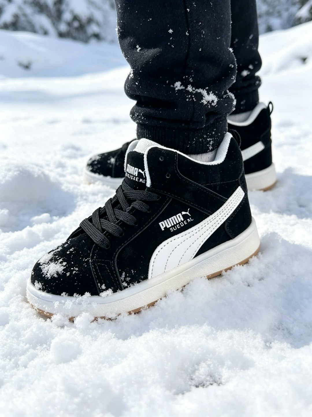 зимние кроссовки puma,зимние мужские и женские кроссовки puma,,кроссовки puma,кроссовки зимние puma suede "black/white"