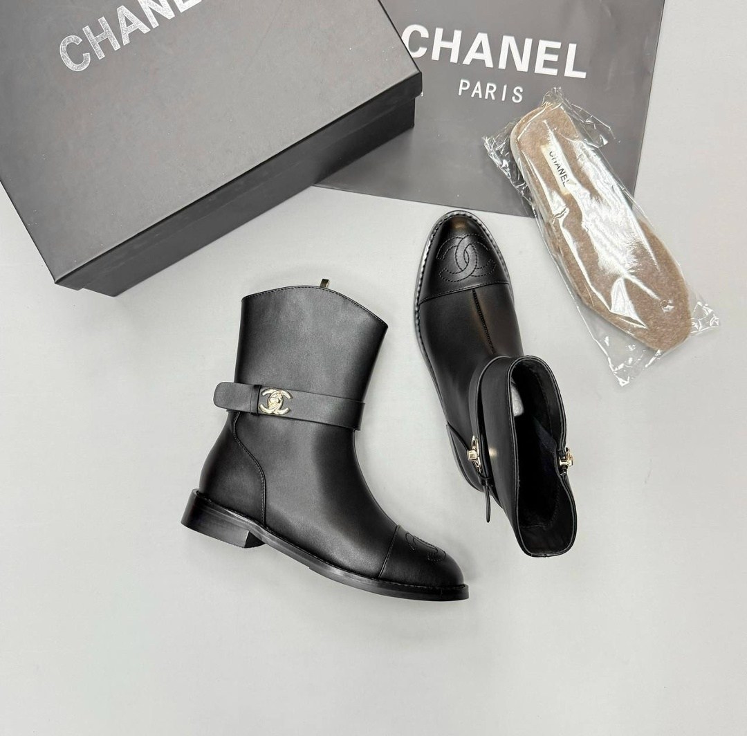 ботинки chanel,сапоги chanel,,женские осенние сапоги chanel 2026 черные кожаные,ботинки женские chanel