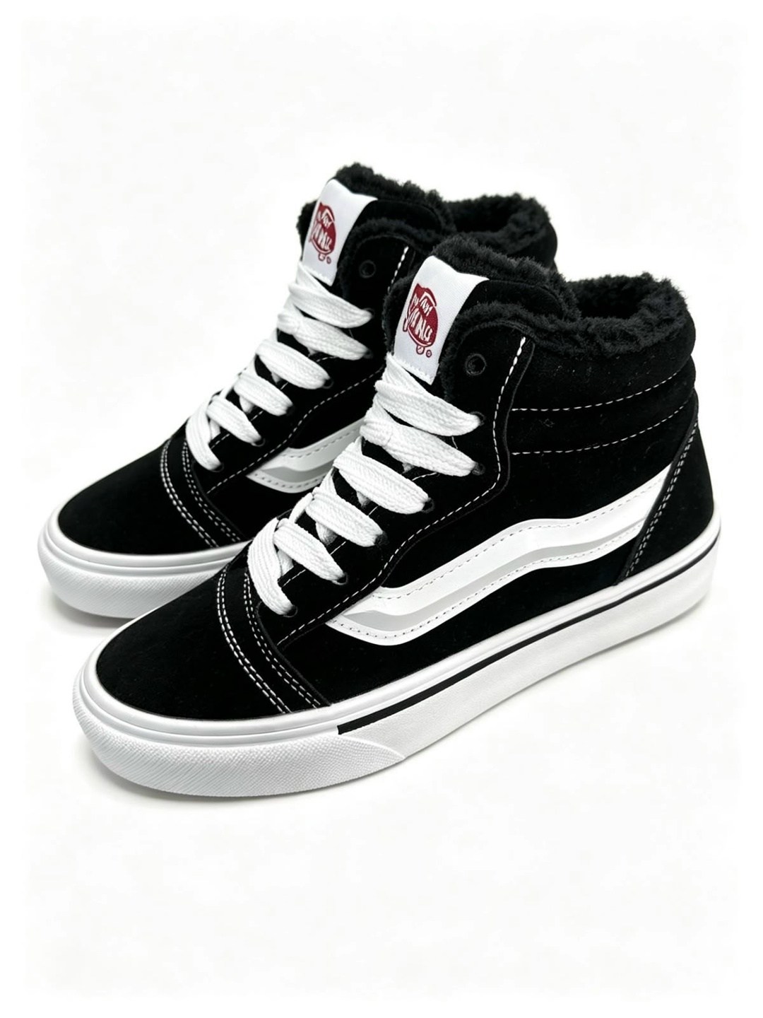,мужские кеды vans,зимние vans sk8-hi на меху черные с белым,зимние кеды vans,зимние вансы