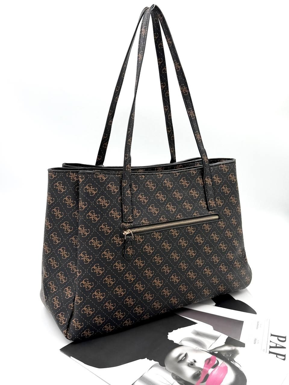 сумка guess,сумка женская guess,сумка-тоут женская guess с двумя отделениями коричневый,сумка шоппер guess,сумка шоппер женская guess hwql78 79230