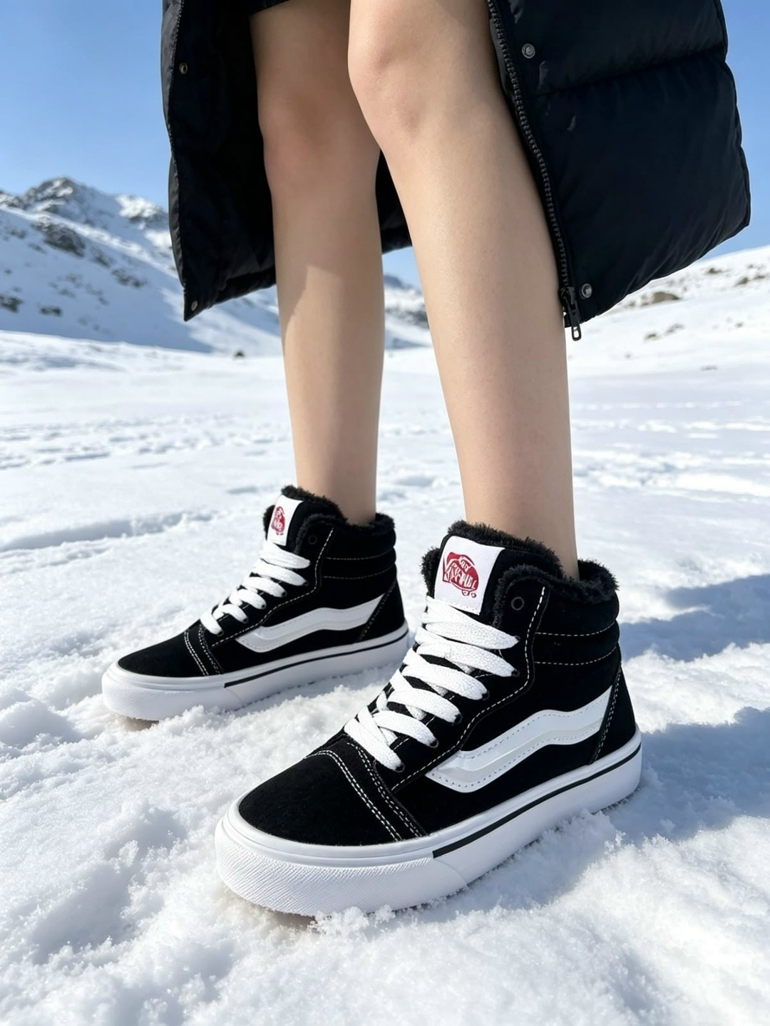 ,мужские кеды vans,зимние vans sk8-hi на меху черные с белым,зимние кеды vans,зимние вансы