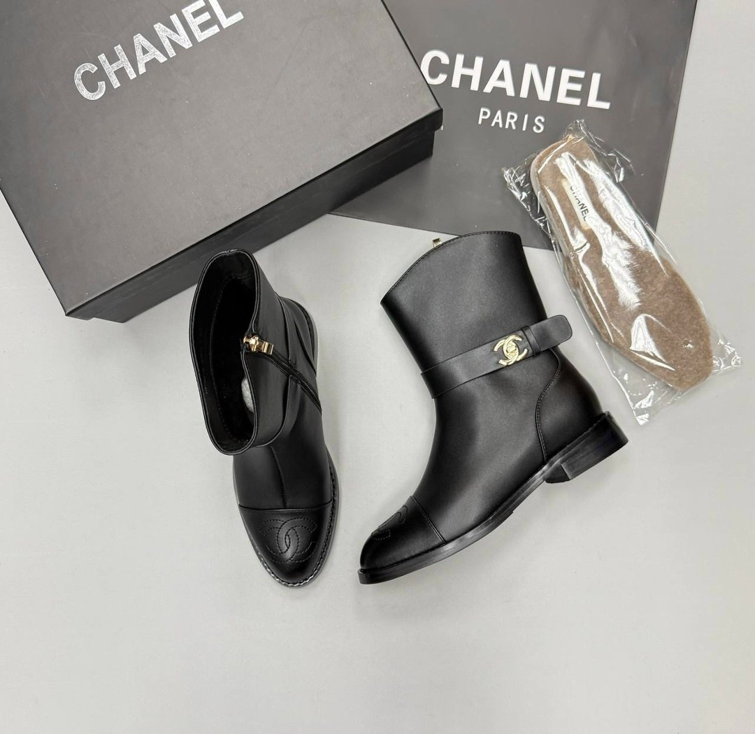 ботинки chanel,сапоги chanel,,женские осенние сапоги chanel 2026 черные кожаные,ботинки женские chanel