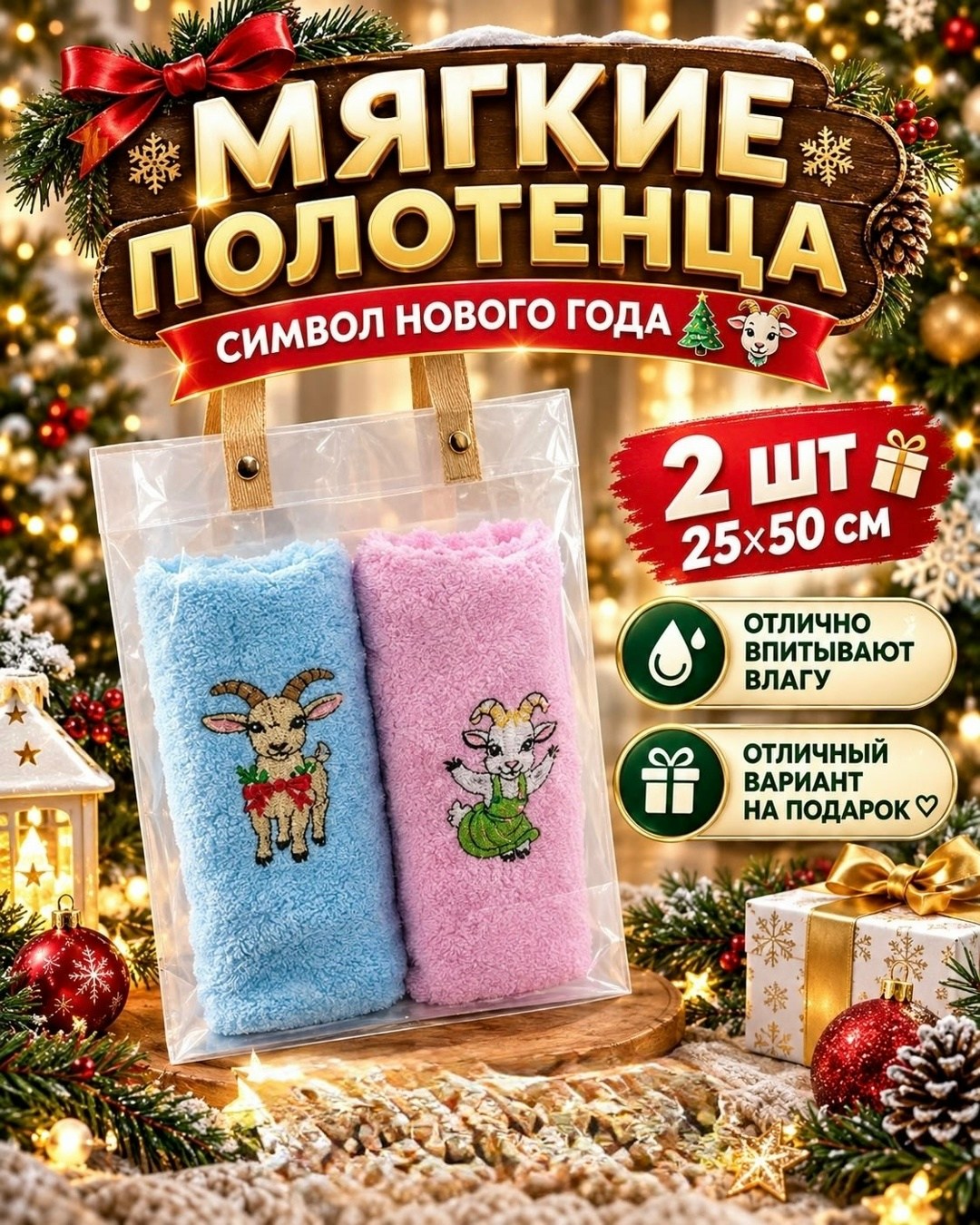 подарочный набор полотенец на новый год 2025,новогодние полотенца символ 2026 год набор подарочный aurolux,полотенца кухонные в подарок новый год 2026 fibralux,подарочный набор полотенец на новый год