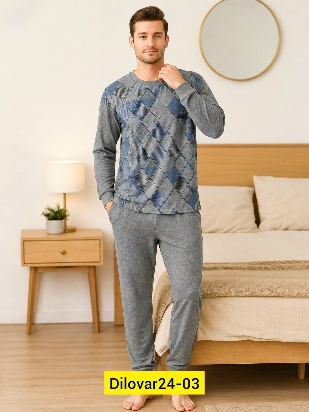 комплект термобелье мужское,пижама мужская,пижама мужская movi textile pn2356 серая 54 ru,пижама мужская со штанами домашний костюм,пижама мужская с брюками