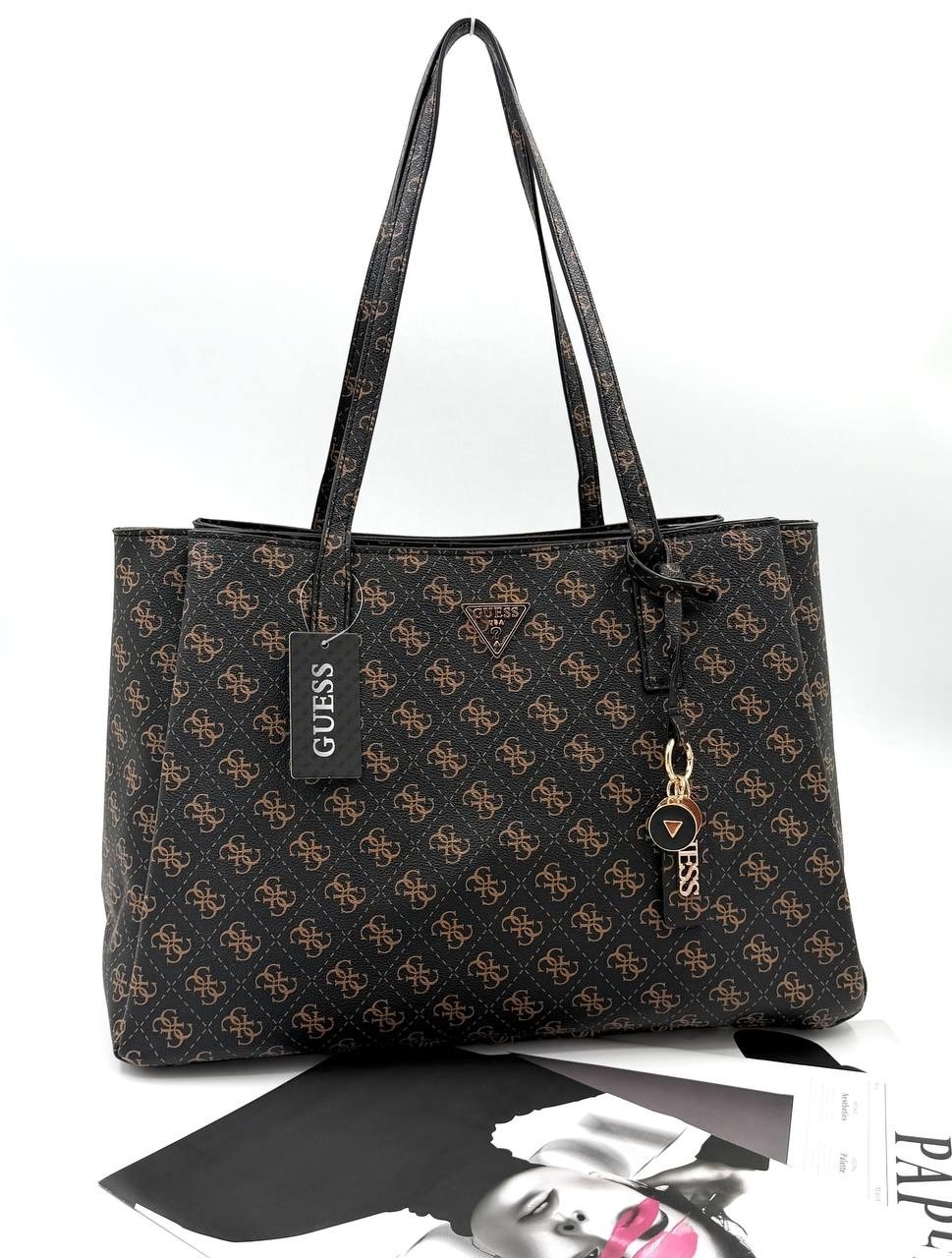 сумка guess,сумка женская guess,сумка-тоут женская guess с двумя отделениями коричневый,сумка шоппер guess,сумка шоппер женская guess hwql78 79230
