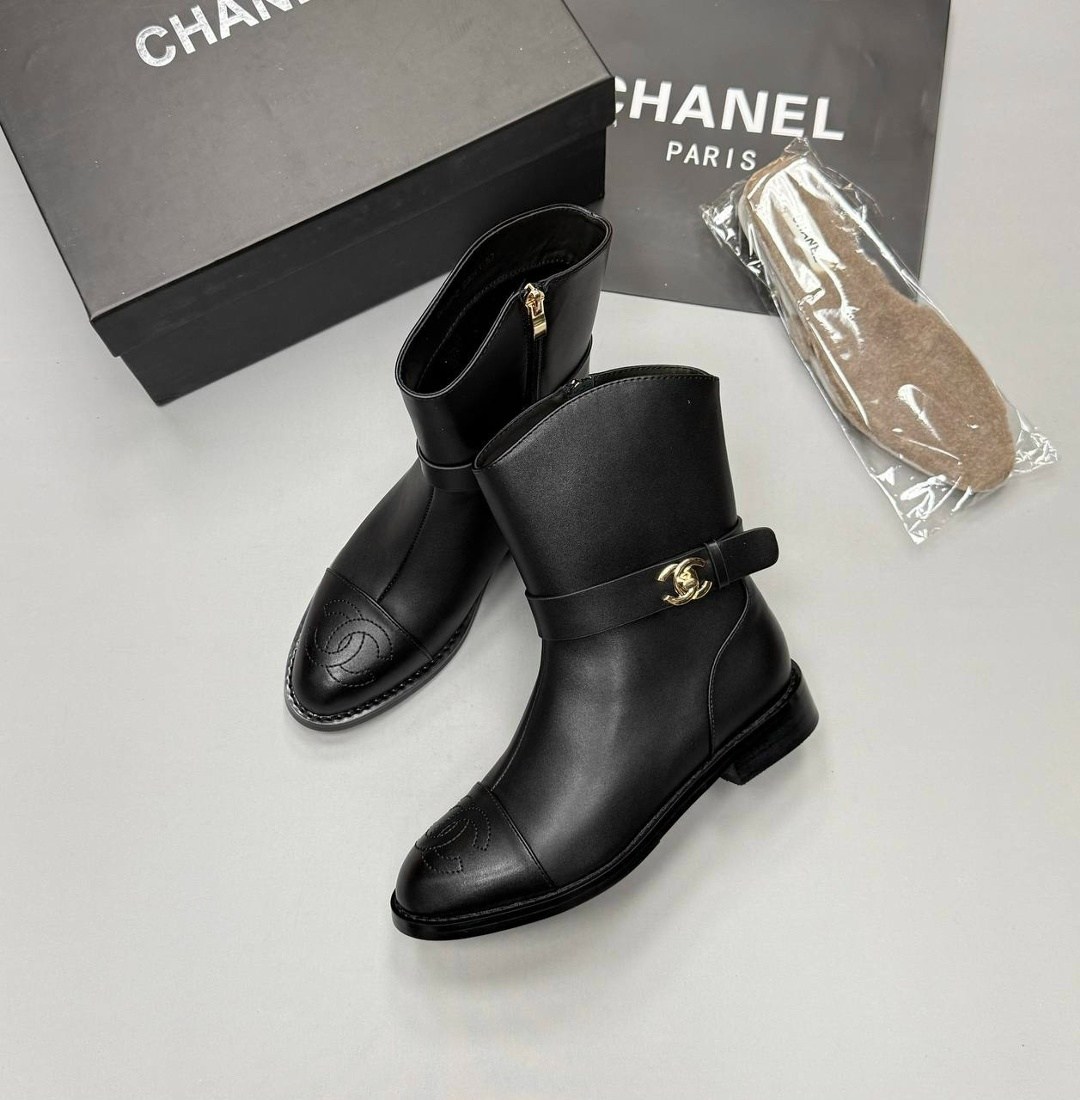 ботинки chanel,сапоги chanel,,женские осенние сапоги chanel 2026 черные кожаные,ботинки женские chanel