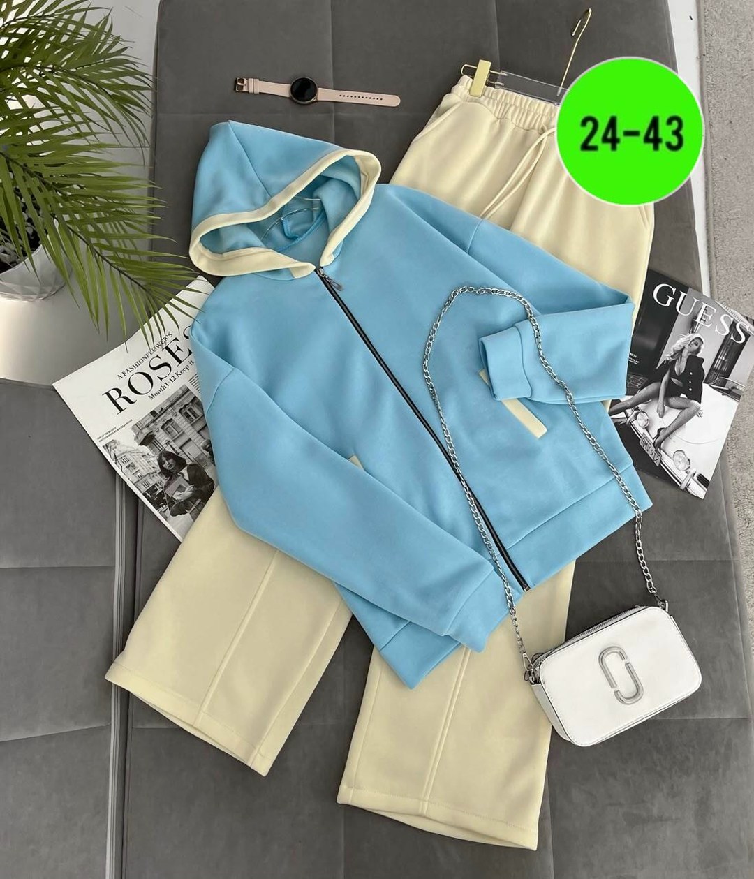 костюм спортивный со штанами палаццо и зип худи micca 442619032,костюм спортивный со штанами палаццо и зип худи micca,женский костюм на флисе,женский костюм,спортивные женские костюмы