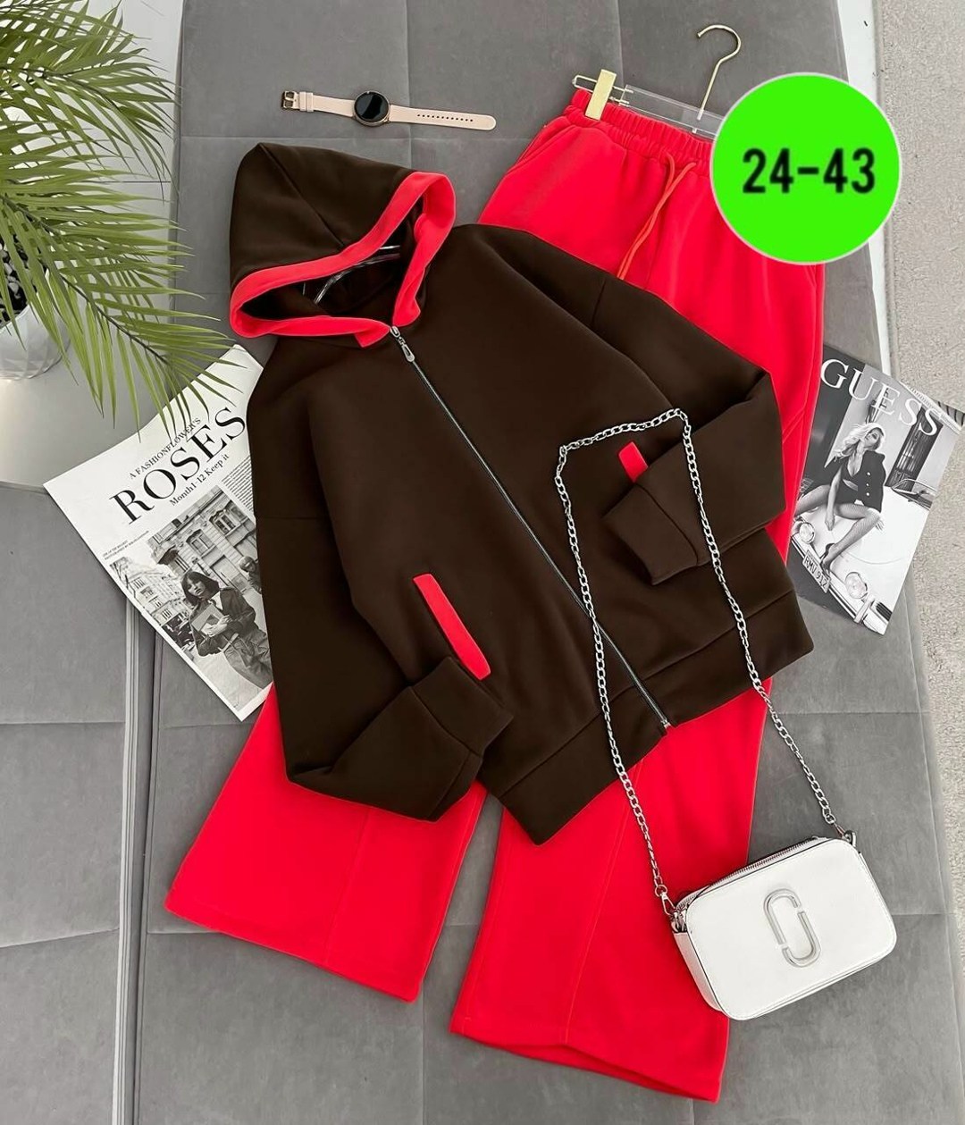 костюм спортивный со штанами палаццо и зип худи micca 442619032,костюм спортивный со штанами палаццо и зип худи micca,женский костюм на флисе,женский костюм,спортивные женские костюмы