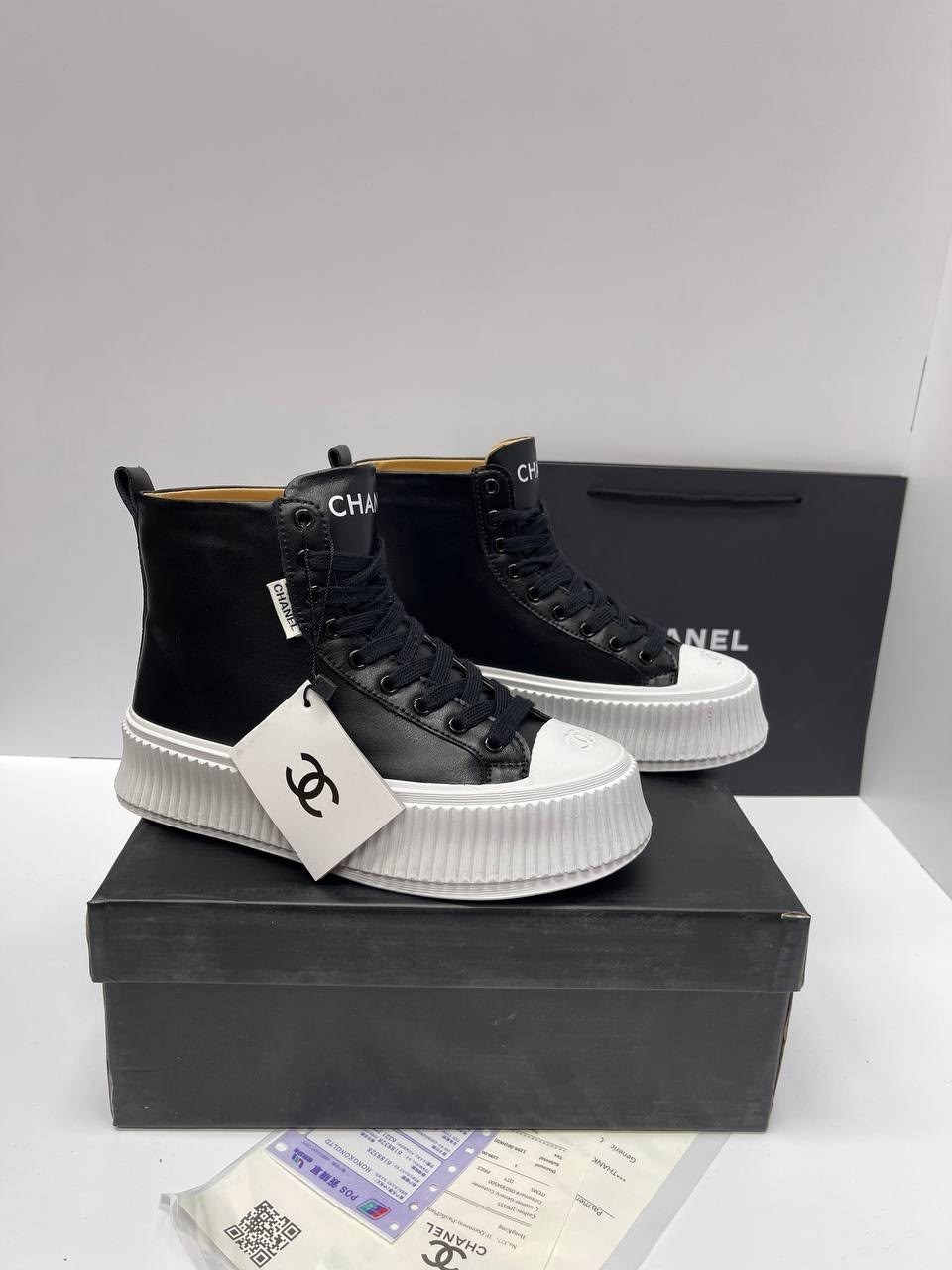 кеды chanel,кеды chanel зимние чёрные с белым,кеды шанель,,женская