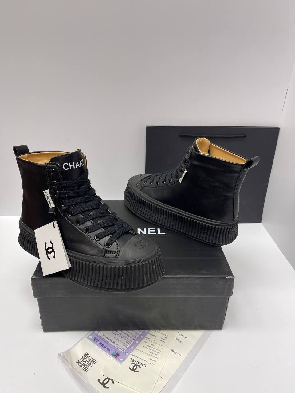 ,кеды chanel,ботинки chanel,кеды женские высокие chanel черный,кеды шанель