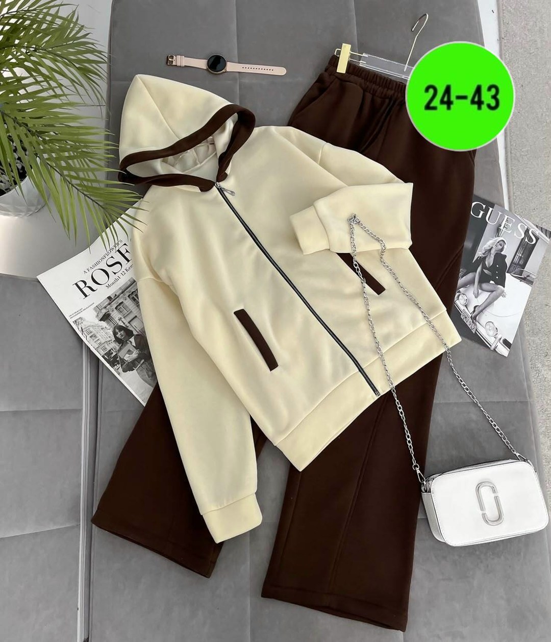 костюм спортивный со штанами палаццо и зип худи micca 442619032,костюм спортивный со штанами палаццо и зип худи micca,женский костюм на флисе,женский костюм,спортивные женские костюмы