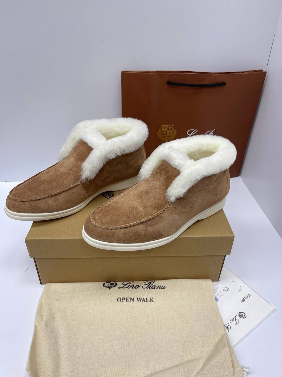 женские ботинки loro piana open walk с мехом,ботинки лоро пиано,зимние замшевые ботинки loro piana open walk бежевые с мехом,зимние ботинки loro piana open walk с мехом,зимние замшевые лоферы loro pia