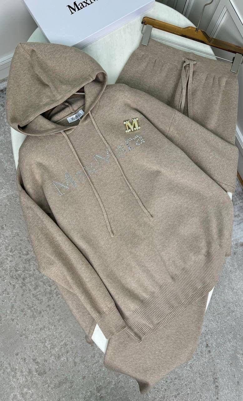 трикотажные костюмы женские,трикотажные костюмы,вязаный костюм свитшот и брюки trend collection,костюм кашемировый,костюм бежевый