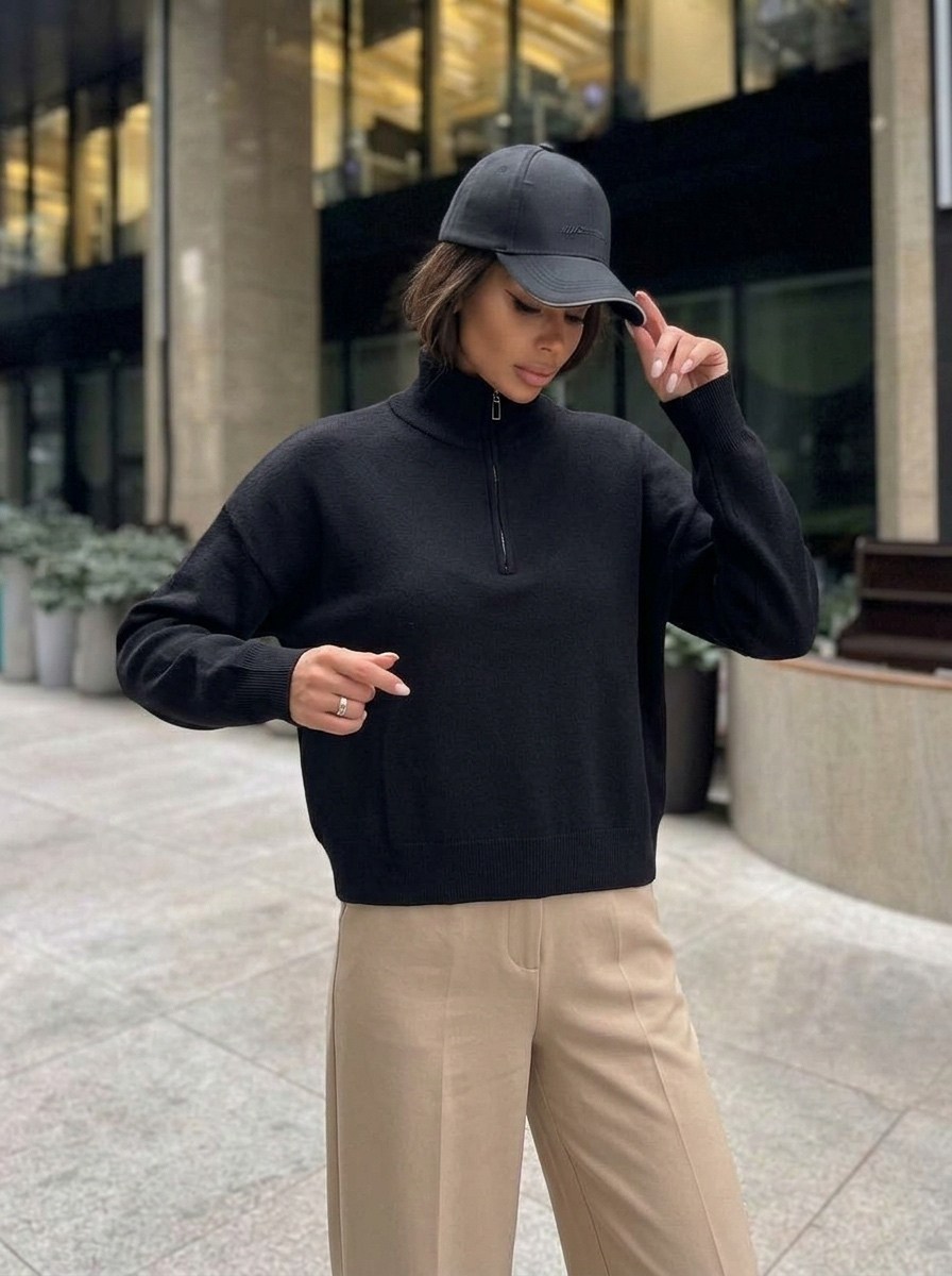свитер оверсайз с горлом на молнии kk fashion,женская кофта,женский джемпер,свитшот женская,женские свитера