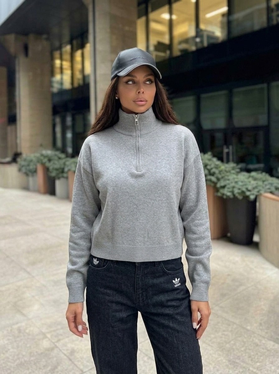 свитер оверсайз с горлом на молнии kk fashion,женская кофта,женский джемпер,свитшот женская,женские свитера