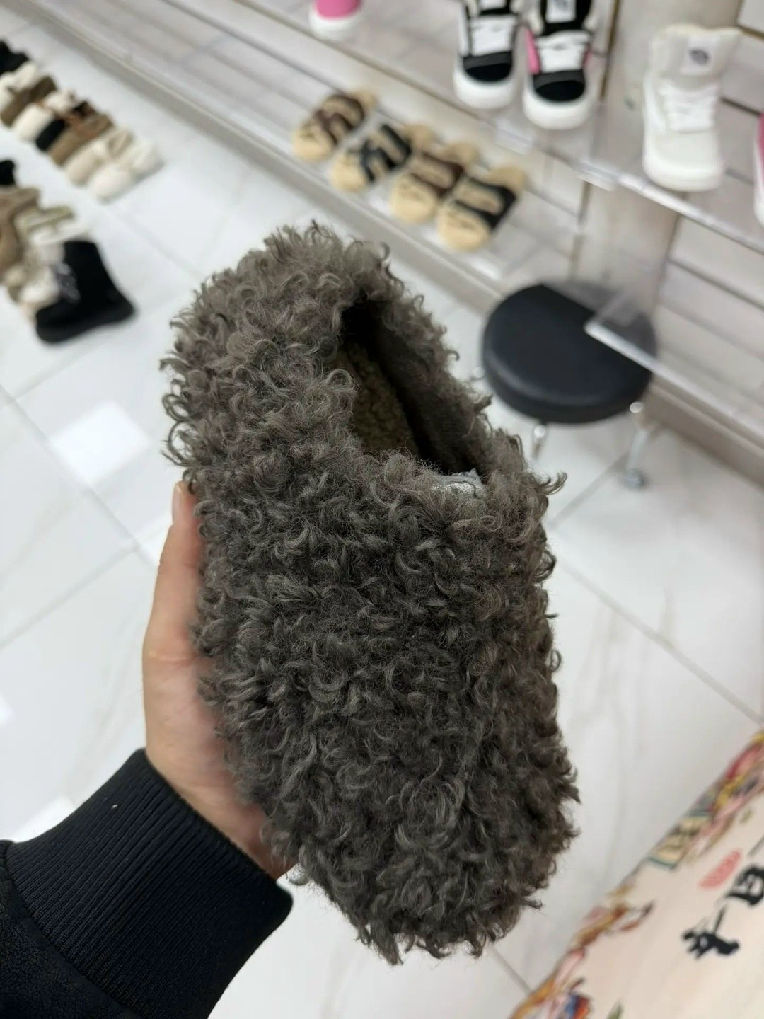 ,женские тапочки с мехом,мюли женские из мягкой овечьей шерсти,вязаные тапочки,меховые тапки