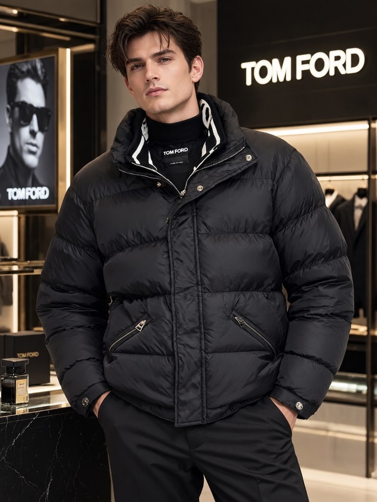 пуховик мужской tom ford,стильные пуховики,куртка tom ford prestige wear,куртка зимняя tom ford мужская коричневая,стильная мужская куртка