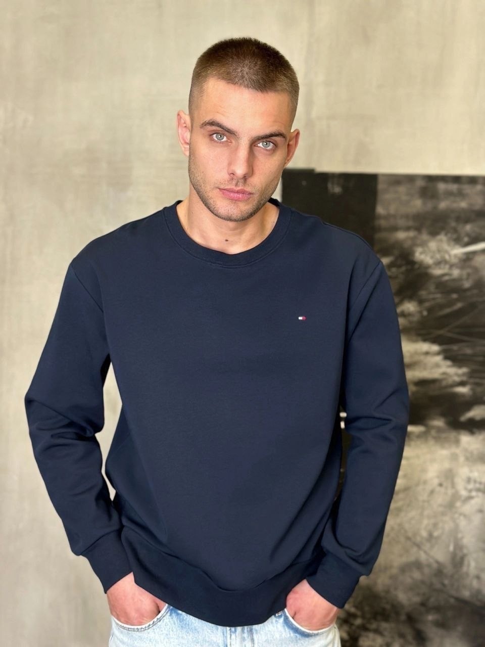 томми хилфигер свитшот синий,свитшот мужская,свитшот мужской tommy hilfiger,мужская кофта,темно синий свитшот