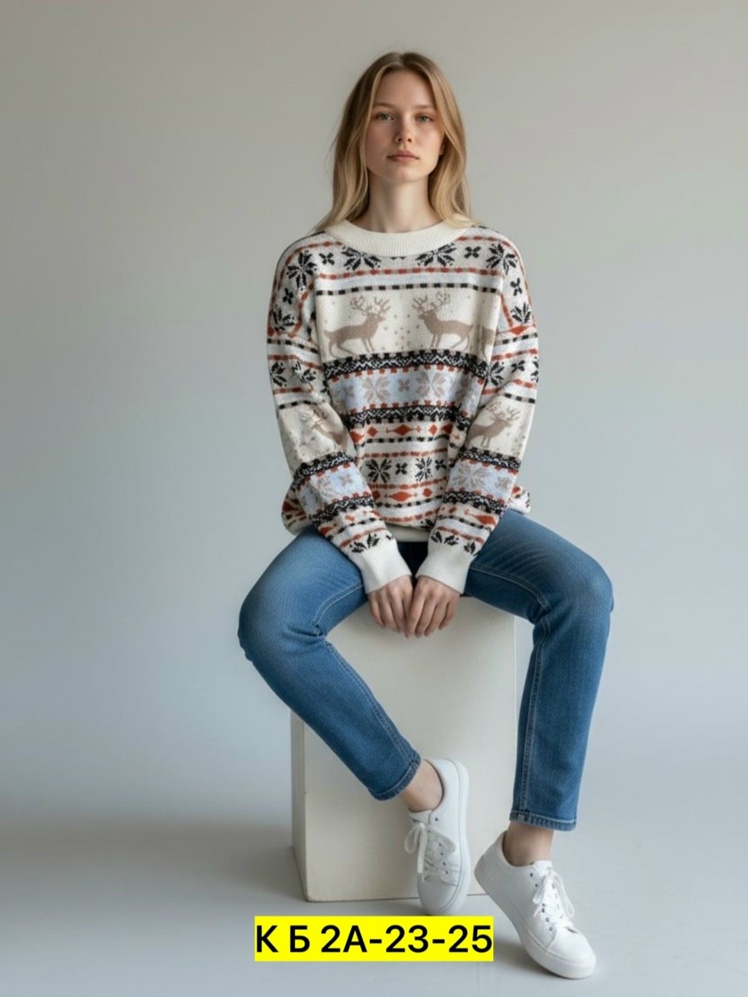свитер новогодний оверсайз с оленями вязаный джемпер fashionsofi,свитер новогодний оверсайз с оленями вязаный джемпер fashionsofi 175555864,свитер новогодний с оленем,яркий свитер с оленями,новогодний