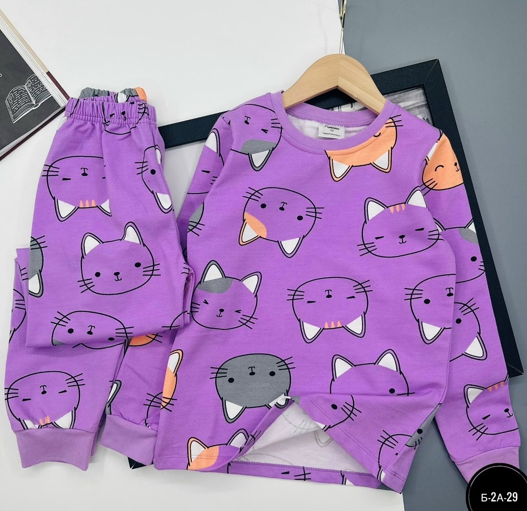 пижамы детские,пижамы девочки,детская пижама,пижама happyfox для девочек,хлопковая пижама для девочки из футера с начесом